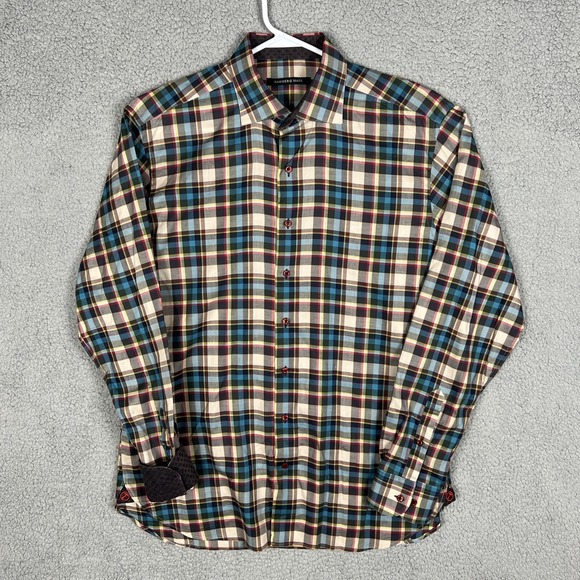 Hammer Made Other - Hammer Made Dress Shirt Mens size 16.5 Multicolor Plaid Flip‎ Cuff Colorful